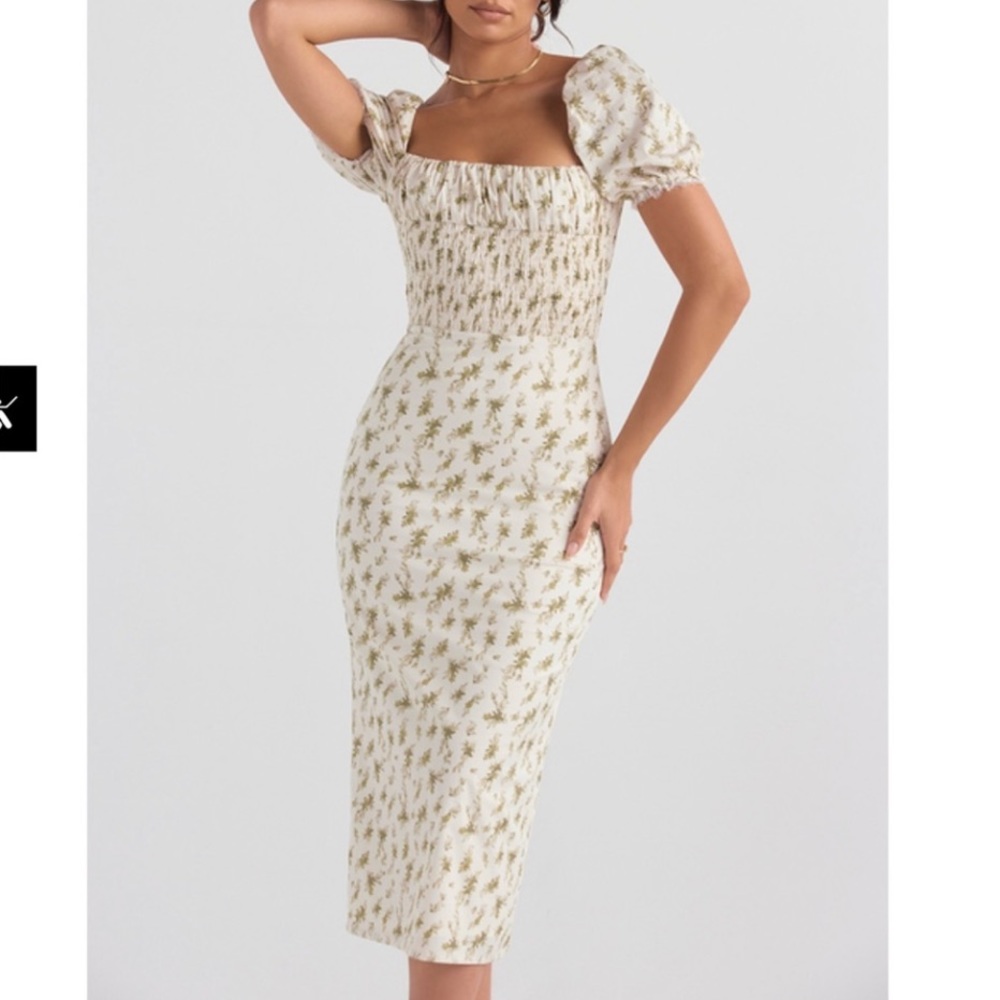 House of CB BELLUCCI  GARDEN PRINT SHIRRED SUNDRESS Sz M